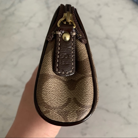 Coach Brown Heritage Monogram Stripe Cosmetics Bag - Picture 4 of 6